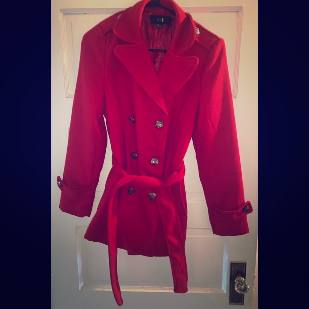 Forever 21 Red Short Pea Coat